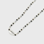 GLASS BEADS NECKLACE WITH METAL SHELL - BLACK